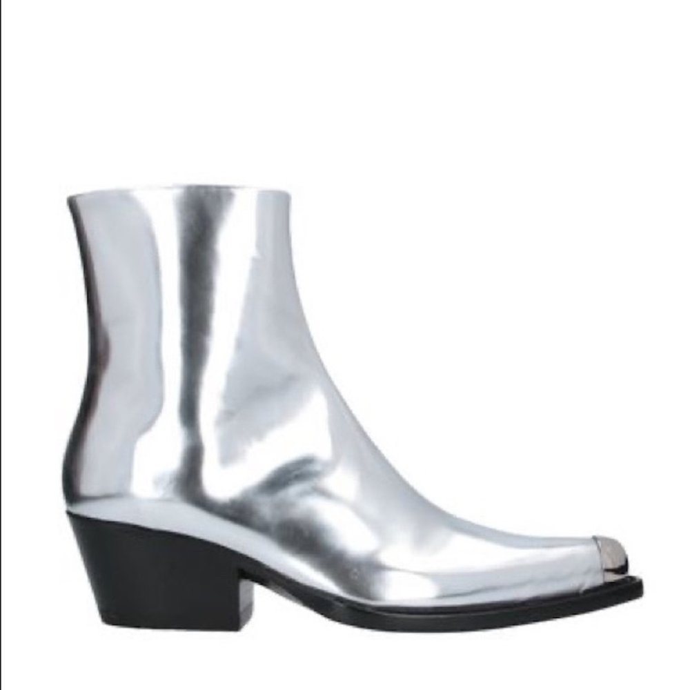Calvin Klein 205W39nyc Tex Tarrana Silver Metallic Cowboy Bootie